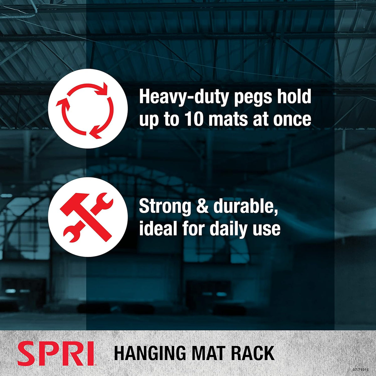 SPRI Hanging Exercise Mat, Fitness & Yoga Mat for Group Fitness Classes, Commercial Grade Quality with Reinforced Holes