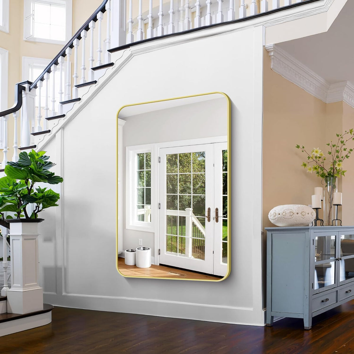 FORBATH 55x36 Inch Gold Bathroom Mirror for Over Sink, Large and Wide Rectangular Wall Mirror with Metal Frame, Rounded Corners for Bathroom, Bedroom, Entryway Decor (Horizontal or Vertical)