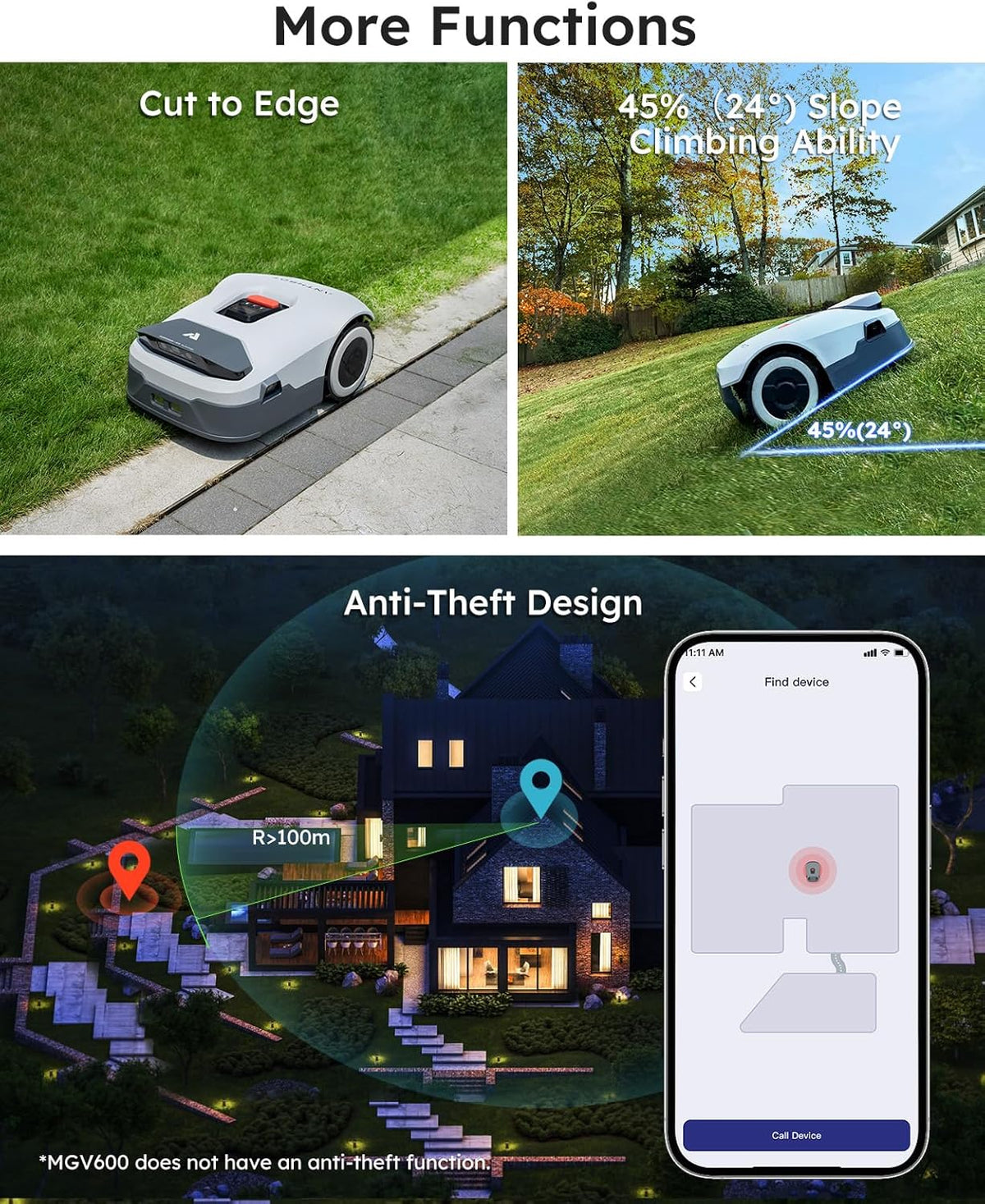 Robot Lawn Mower NO Wire - 0.22 Acre, Full Band RTK+4-Eye Vision Robotic Lawnmower, Automatic Mapping, 20 Multi-Zone Management, Accurate Obstacle Avoidance, Intelligent Path Planning