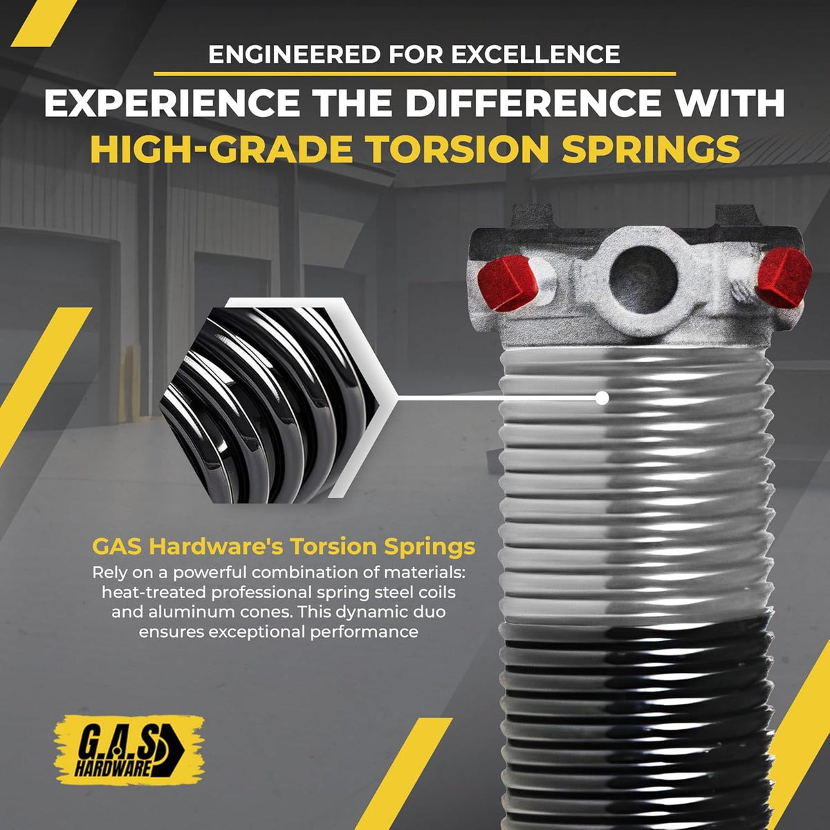 Garage Door Torsion Spring 218x1.75x28 Includes 1” Steel Bearing, Non-Slip Gloves, and Winding Bars for Left Side of Garage Door Precision E-Coating 5-Year Warranty Min. 30,000 Cycles (Red Cone)