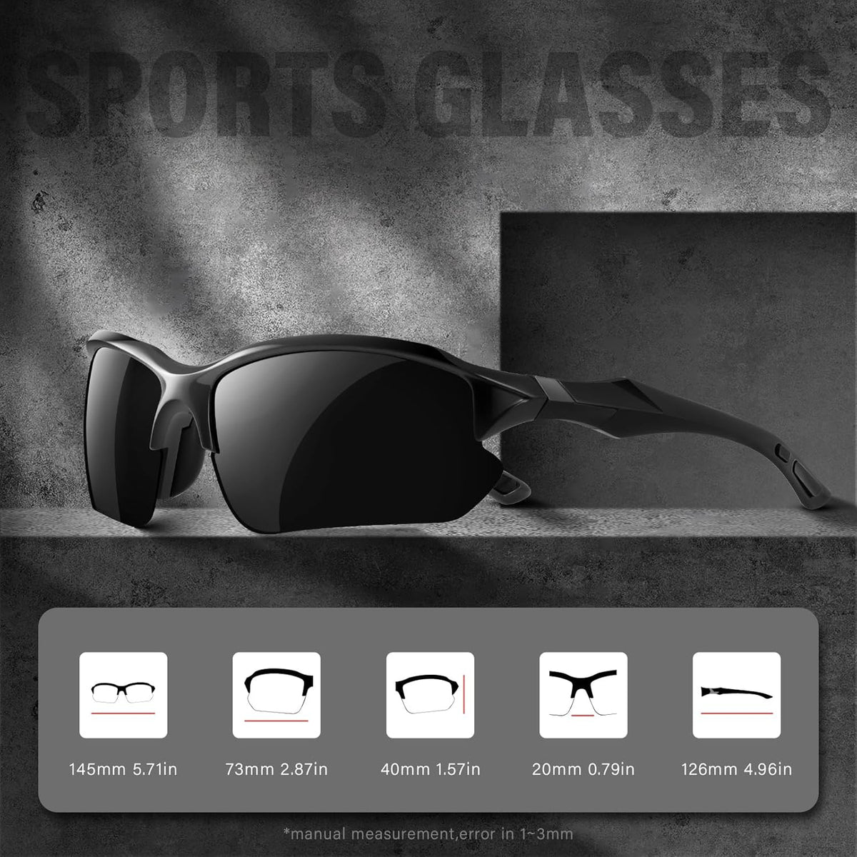 Sports Polarized Sunglasses for Men Cycling Running Fishing UV Protection Sun Glasses Lightweight Half Frame Goggles