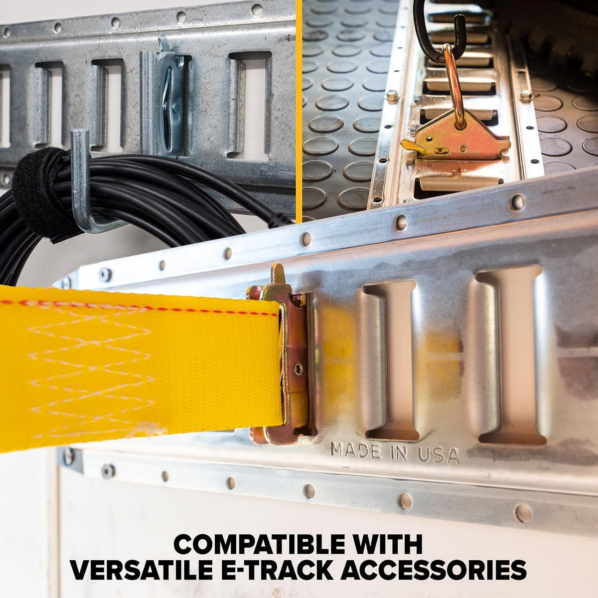 US Cargo Control E Track, Made in USA, 12 Gauge Steel 5 FT Galvanized E Track Rail (6 Pack) Horizontal ETrack Rails for Trailers, Garages, Cargo Vans, 6,000 Pounds Break Strength Per E-Track Slot