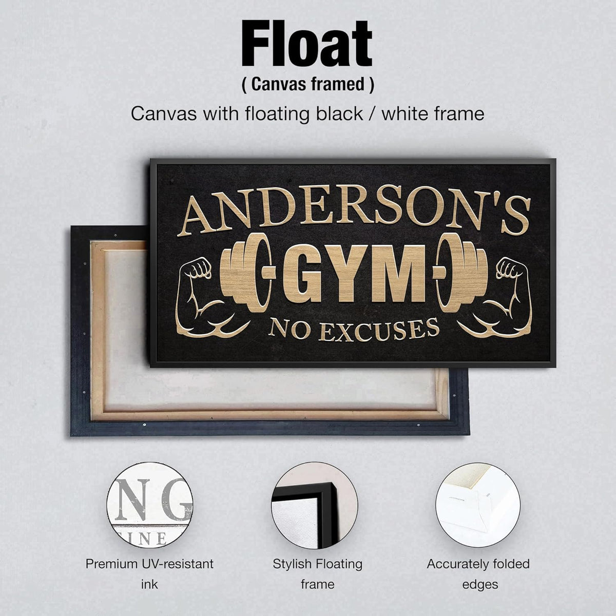 AWESOMETIK GYM Custom Sign Personalized Canvas Wall Decor with Custom Family Name Vintage, Custom Vintage GYM Room Decor, Entertainment Hall Living Room Lounge