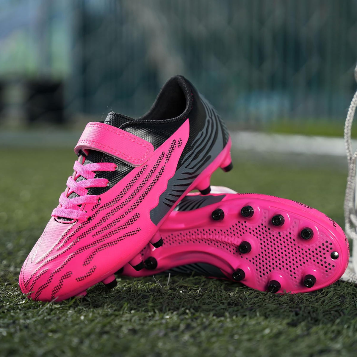 brooman Kids Firm Ground Soccer Cleats Boys Girls Athletic Football Shoes