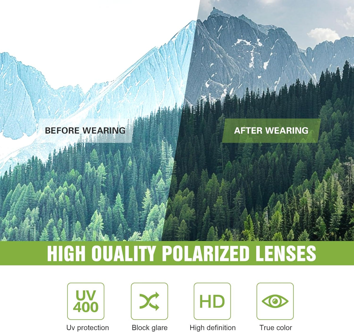 3 Pack Polarized Sports Sunglasses for Men, Mens Sunglasses Wrap Around UV400 Protection for Cycling Fishing Driving