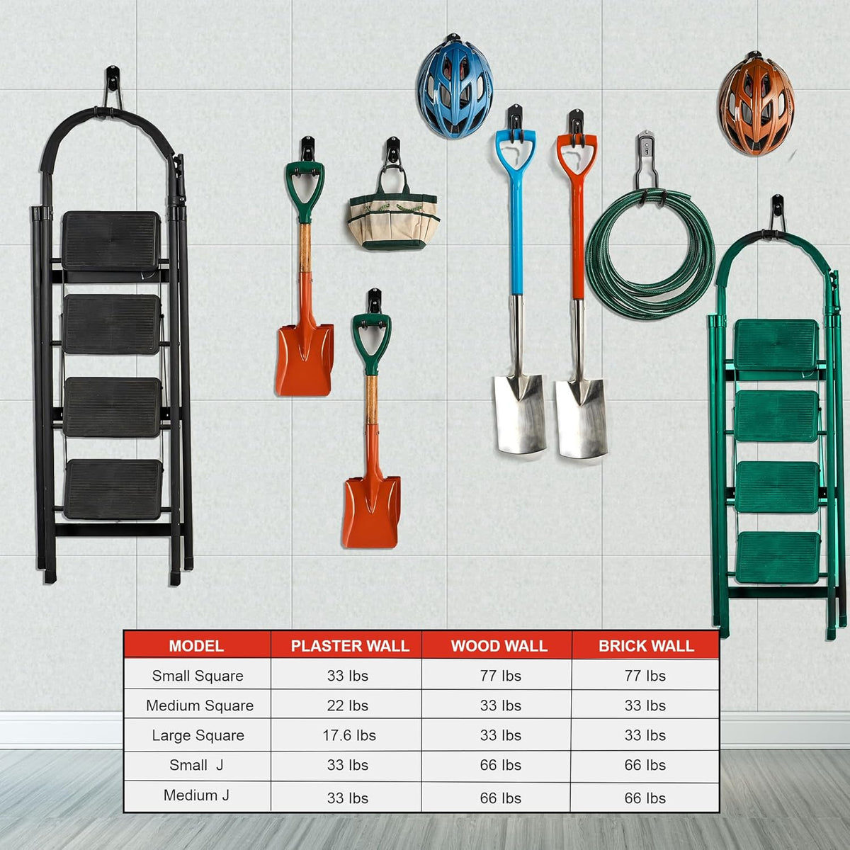 Wallmaster Garage Hooks Organizer Kit,12 Pack Adjustable Heavy Duty Shelving Hook,Wall Mount Utility Steel Garage Organization (Black)
