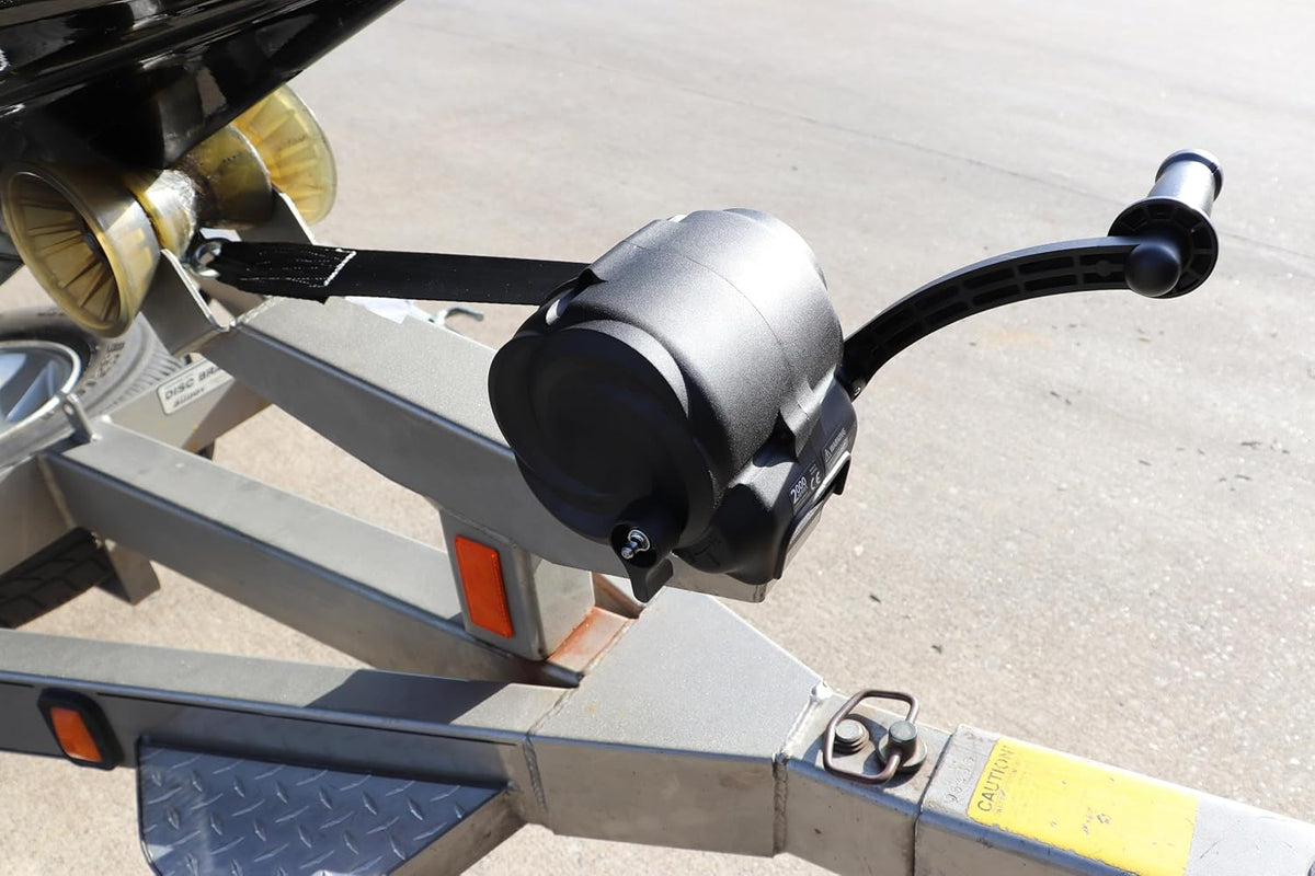 Powerwinch Premier Series 2000 Manual Trailer Winch for Boat Trailers, 2000 lb Capacity, Fully Assembled, Die Cast Aluminum Housing, 20' Strap, Easiest Operation on The Market, 4.75:1 Gear Ratio.