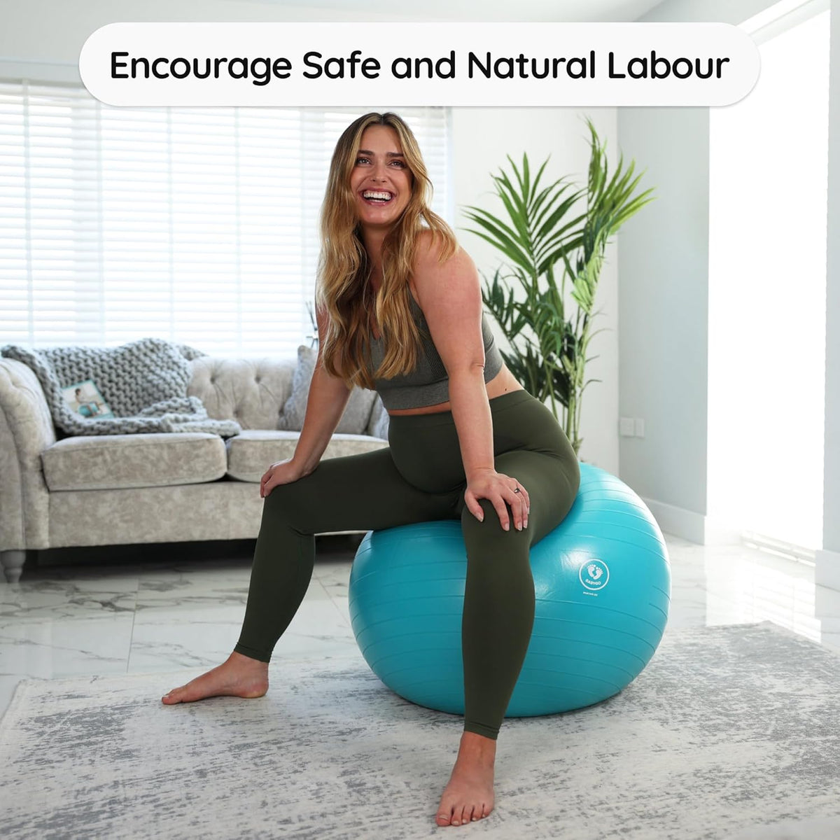 BABYGO® Birthing Ball for Pregnancy & Labor + Our Award Winning Book - Exercise, Birth & Recovery Plan, 5X Stronger Than a Yoga Ball with Eco Friendly Material