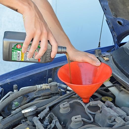 DEDC Oil Funnels, Plastic Gas Funnels Set for Car, Automotive, Kitchen, Mini Small Large Red (8pcs)