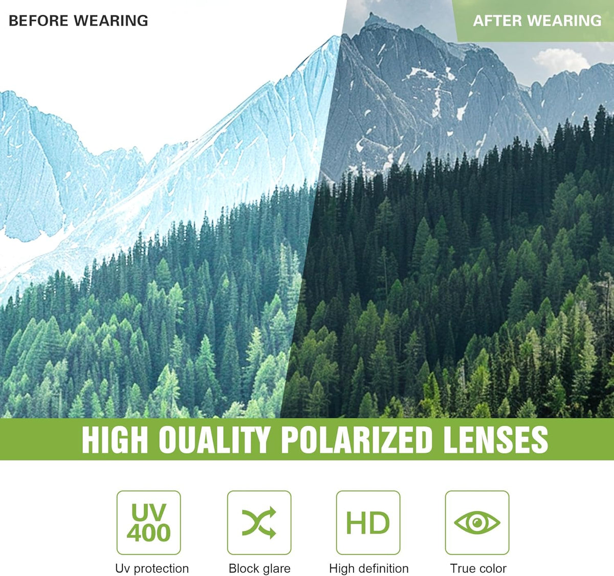 3 Pack Polarized Sports Sunglasses for Men, Mens Sunglasses Wrap Around UV400 Protection for Cycling Fishing Driving