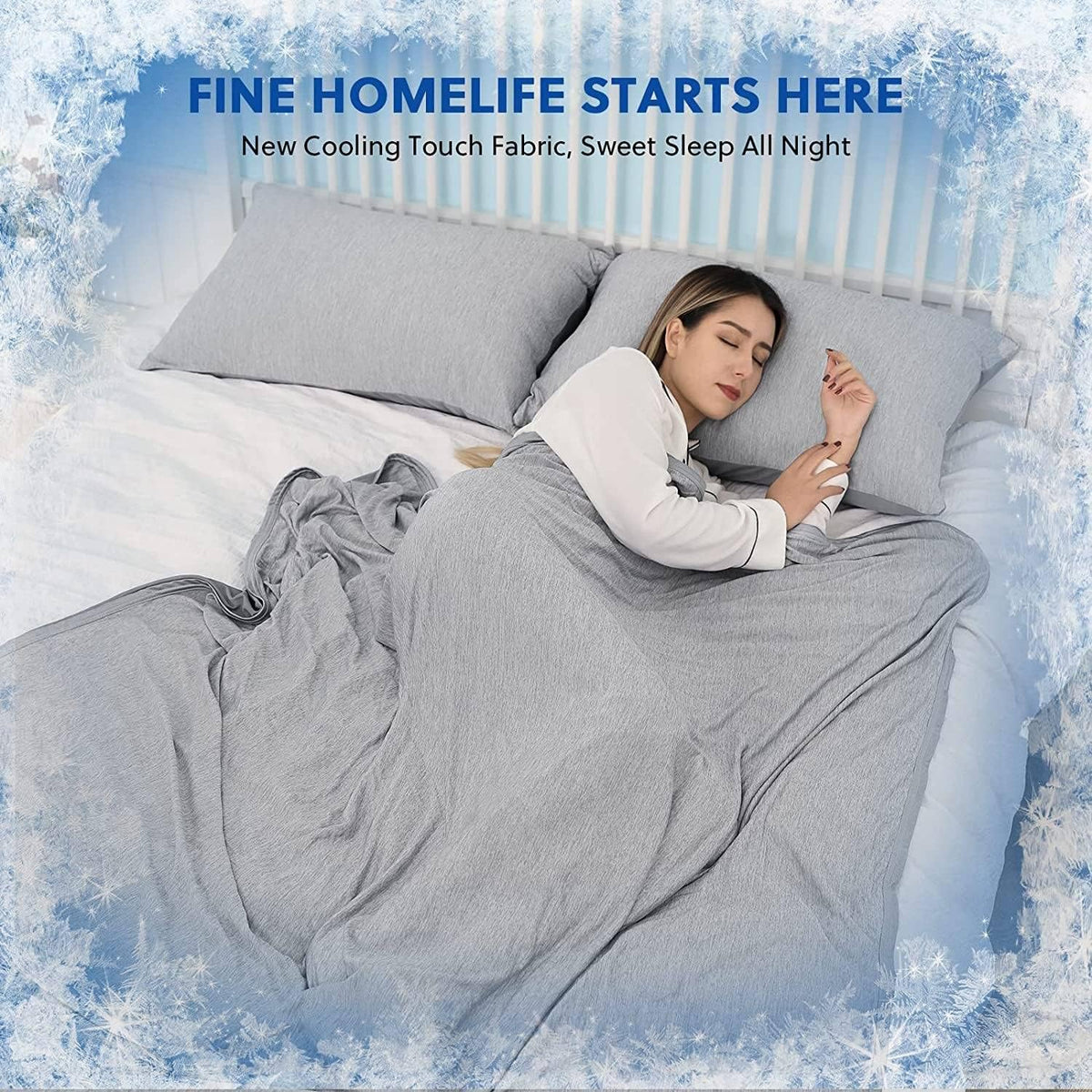 HOMFINE Cooling Blankets for Hot Sleepers - Summer Blanket Thin Lightweight Breathable Soft Double Side Enhanced Cooling for Bed Couch Sofa, Keep Cool for Night Sweats (Grey, 90 x 90 inches)