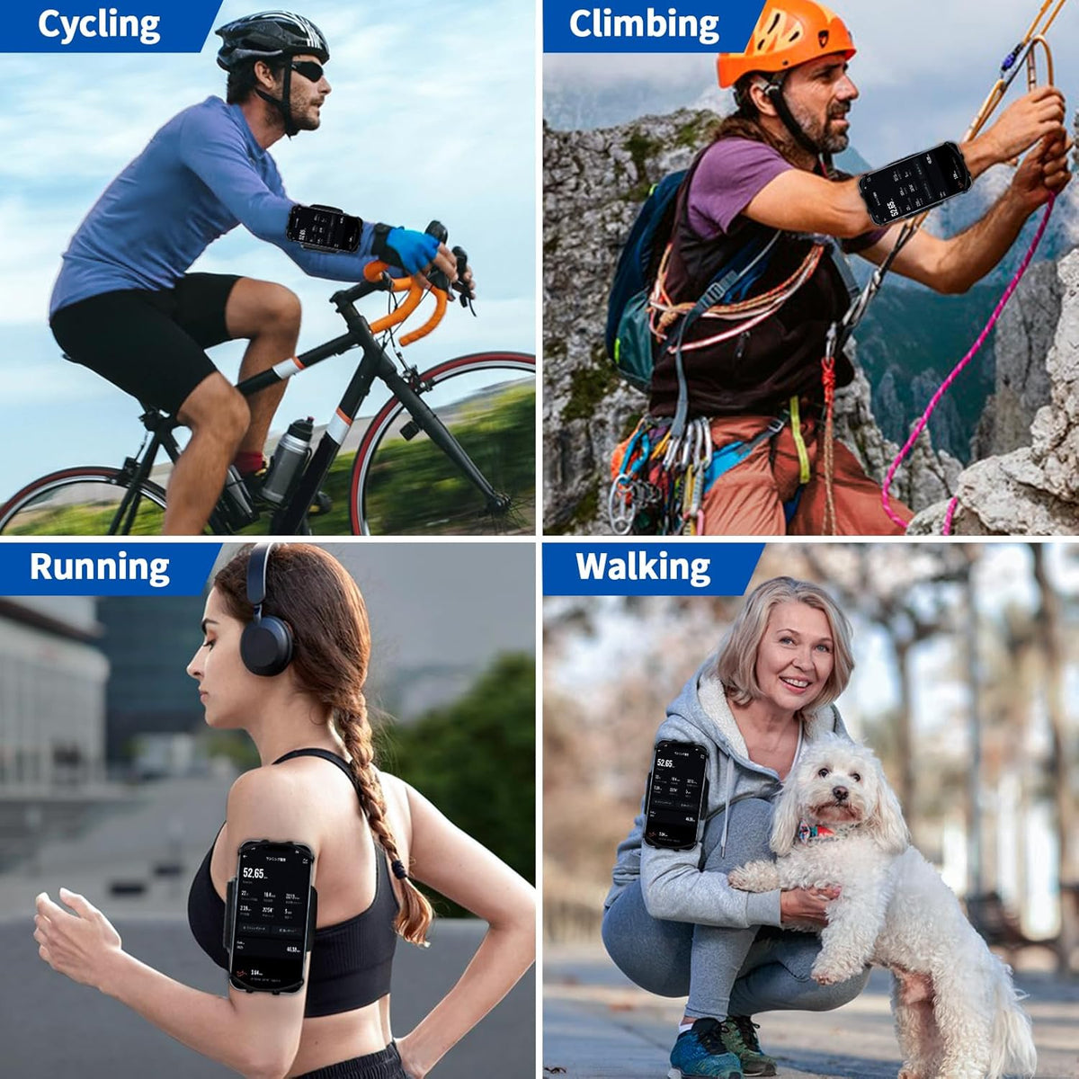 Running Phone Holder Armband for Phone, Detachable & 360°Rotated Sports Armband with Key Pocket for iPhone 16/15/14/13 Pro/12 Pro/XS/XR/8/7/6s Plus, for Samsung Galaxy 4''-6.5'' Cellphone