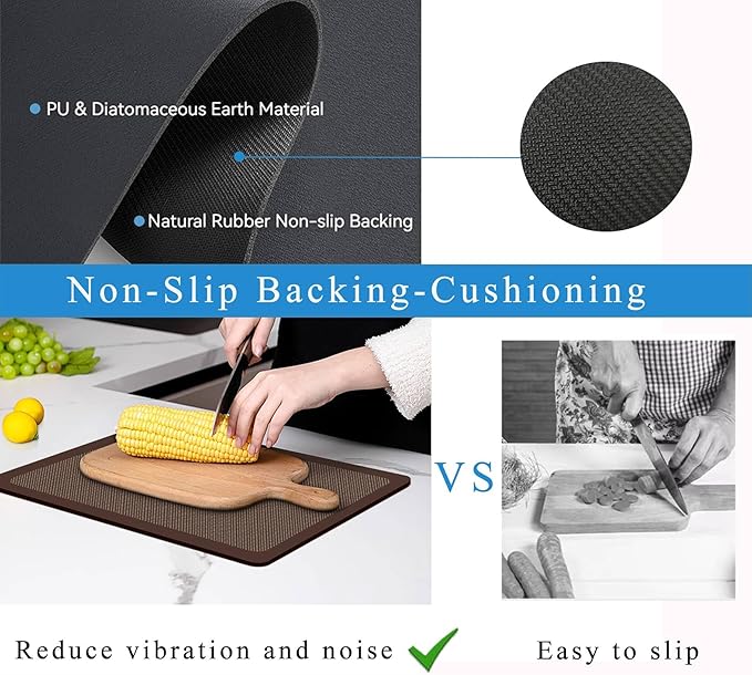 Dish Drying Mat for Kitchen Counter,Drying Mat for Dish Rack,Absorbent Hide Stain Rubber Mat,Coffee Mat, Kitchen Counter Mat (Brown Style, 17"x31.5")
