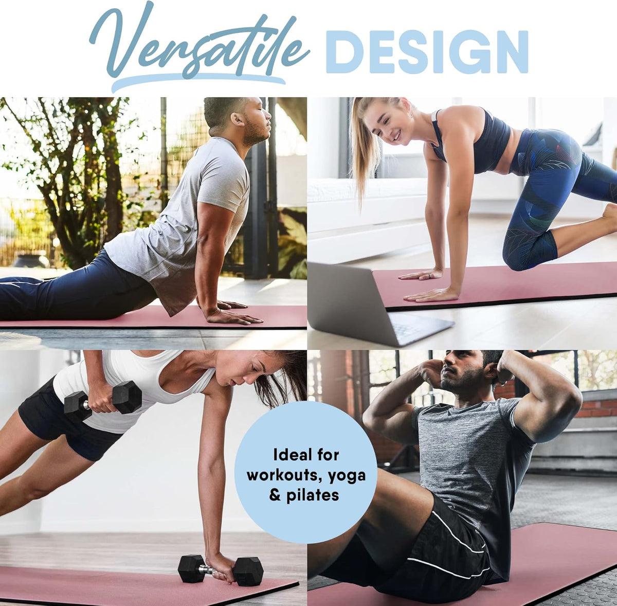 MICRODRY Deluxe Fitness Exercise Yoga Mat for Home & Gym, Extra Thick for High Impact Training, Multi Layered Skid Resistant Surface, Odor Neutralizing with Carrying Strap