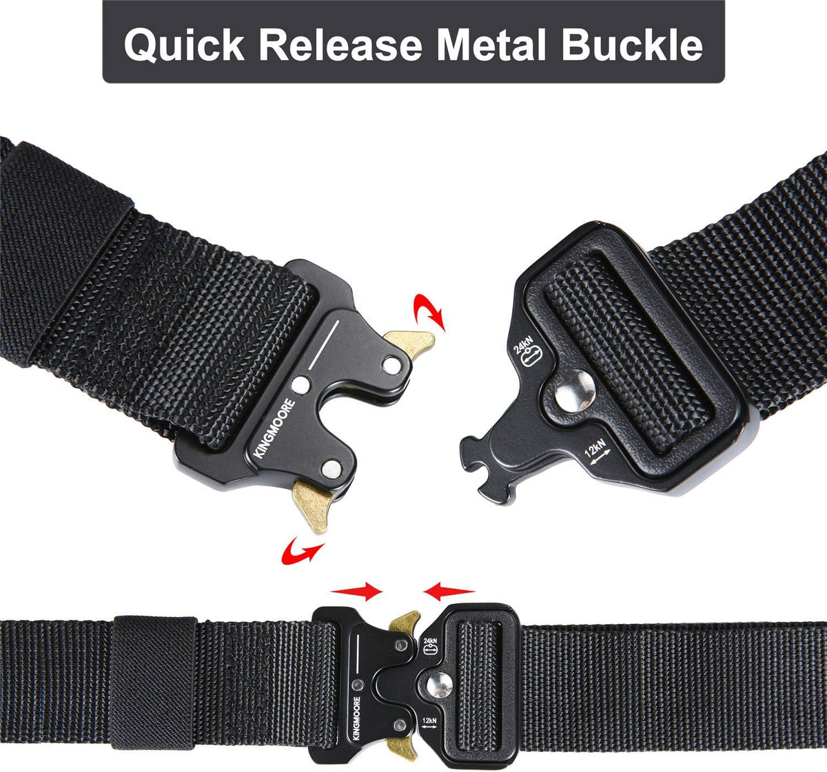 KingMoore Men's Tactical Belt Heavy Duty Webbing Belt Adjustable Military Style Nylon Belts with Metal Buckle