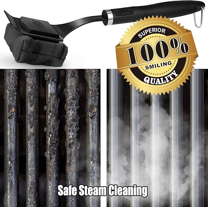 GRILLART Bristle Free Grill Brush Kit, Reinforced Outdoor Grill Brushes, Safe Cleaning Tools with Replaceable Heads, Grill Scraper BBQ Accessories, Men/Dad Gifts