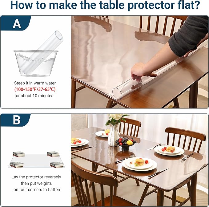 Clear Round Table Cover Protector 40 Inch, 1.5mm Transparent Plastic Table Protector Waterproof, Anti-Scratch Clear Desk Mat for Office Desktop Dresser Dining Table, FDA Compliant