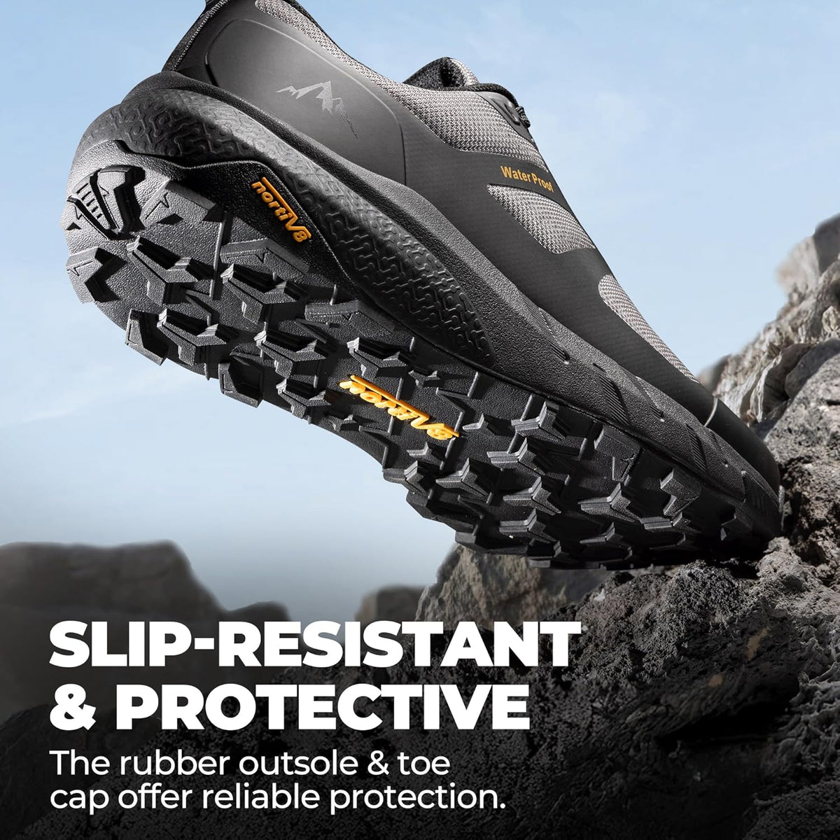 NORTIV 8 Men's Waterproof Hiking Shoes Lightweight Trekking Walking Fashion Sneakers with Arch Support for Camping Tennis Outdoor Training StreamRunner