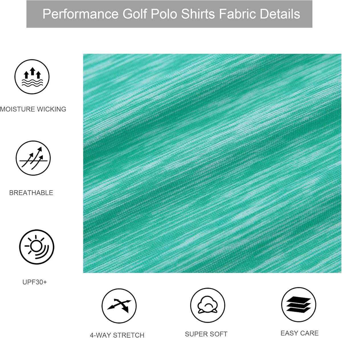 Alex Vando Mens Golf Shirt Moisture Wicking Quick-Dry Short Sleeve Casual Polo Shirts for Men