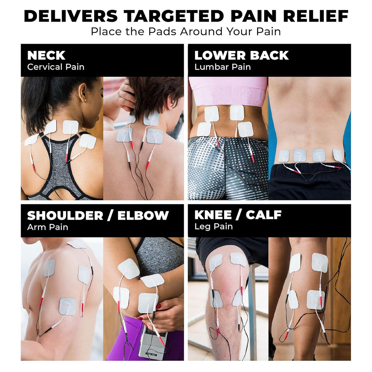 TENS 7000 Pro Rechargeable Tens Unit Muscle Stimulator, 4 Channels, Back Pain Relief, 8 Electrodes/Unit Pads, EMS and TENS Machine, Muscle Recovery & Growth, Stim Machine, Electrotherapy