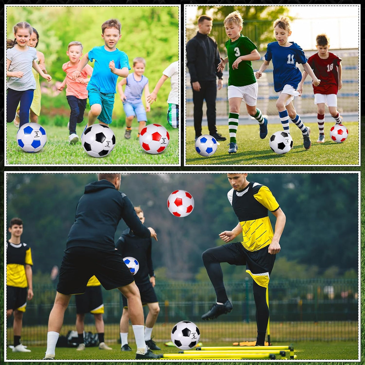 Libima 12 Pcs Soccer Balls with Pump Official Size 3/4/5 Soccer Ball Bulk for Child Adult School Sport Training Practice Christmas Operation