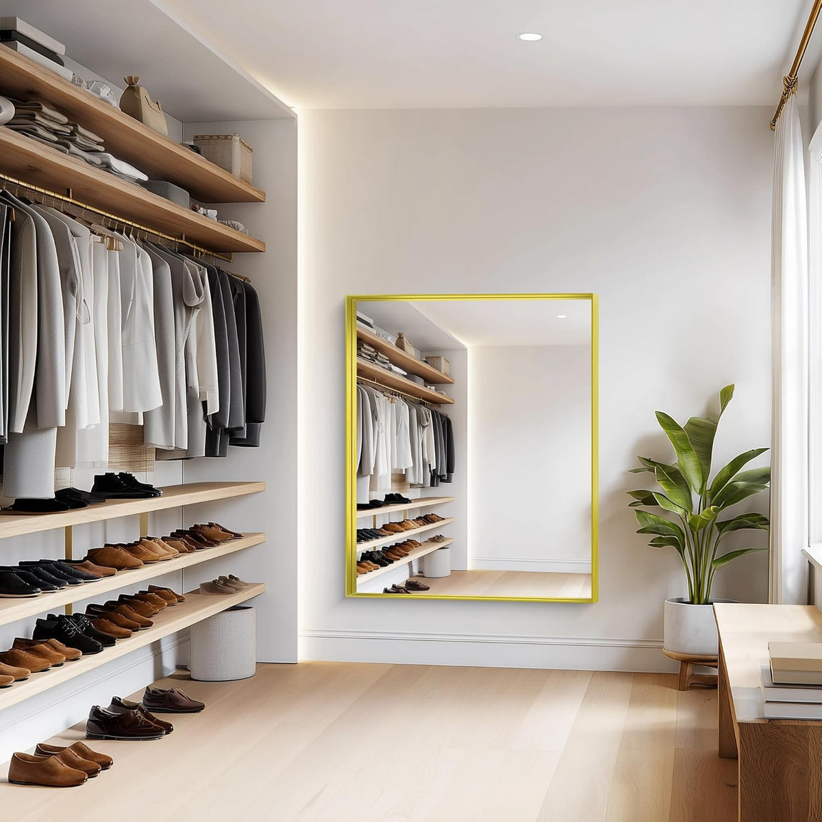 Gold Bathroom Mirror, 40x48 Inch Rectangular Framed Mirror, Large Wall Mounted Bathroom Vanity Mirror Over Sink for Bedroom,Restroom, Living Room, Hangs Vertically or Horizontally
