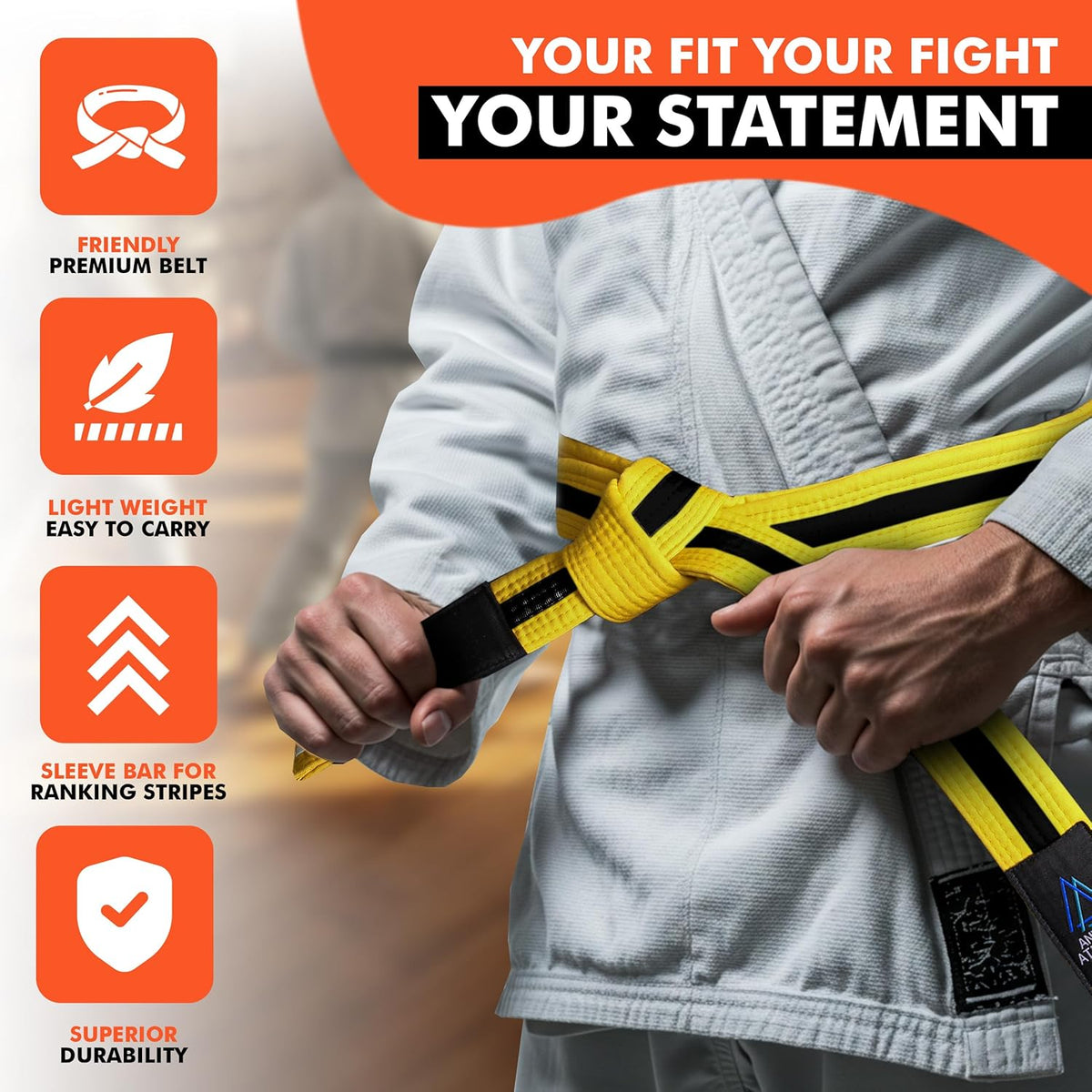 Brazilian Jiu Jitsu Belts Preshurunk Martial Arts Youth BJJ Belts for Girls & Boys with BJJ Ranking Stripes