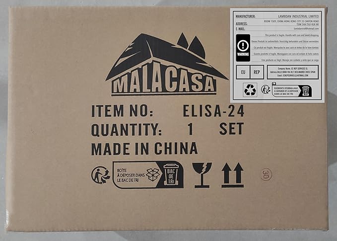 MALACASA Dinnerware Sets, 24-Piece Porcelain Square Dishes, Grey White Ceramic Dish Set for 6, Chip and Scratch Resistant Plates and Bowls Sets, Series ELISA