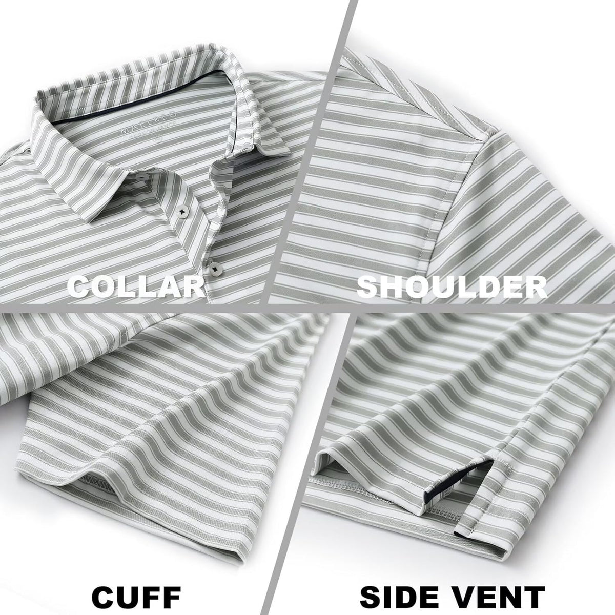 M MAELREG Golf Shirts for Men Short Sleeve Dry Fit Casual Striped Performance Moisture Wicking Collared Mens Polo Shirts