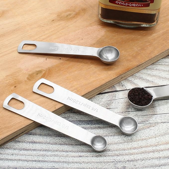 Luomorgo 9 Pc Measuring Spoons Set, Stainless Steel, 1/16 to 1 tbsp