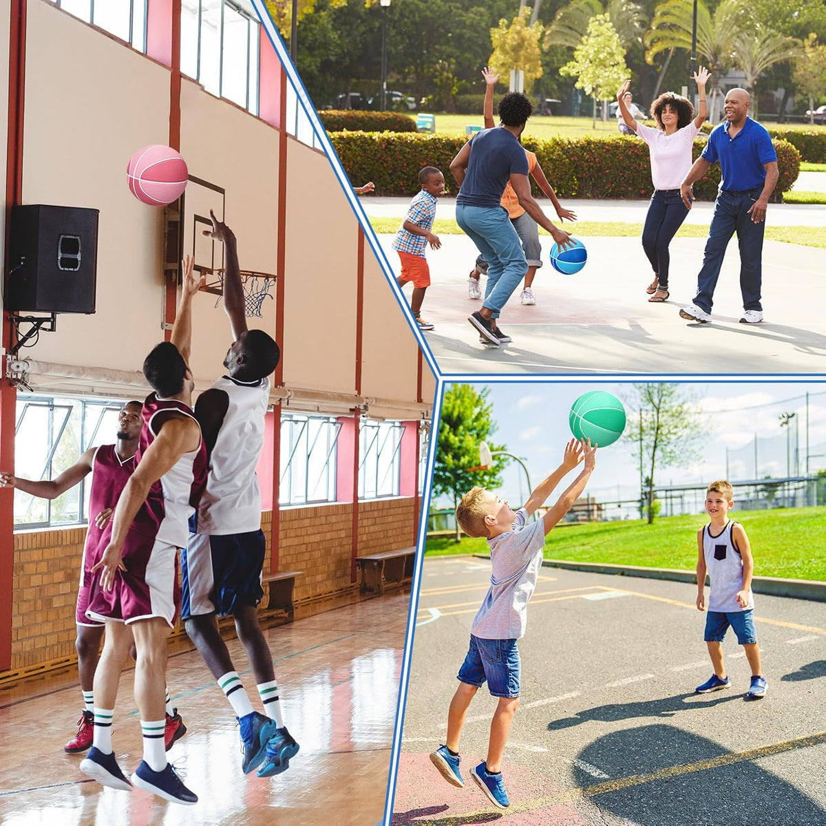 Jenaai 6 Pcs Rubber Basketballs Official Size Bulk Streetballs Multicolor Basket Balls with Pump Plain Basketball Set for Adult Youth Gifts Indoor Outdoor Training Games