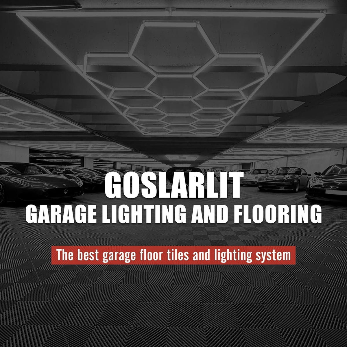 50PCS|15.7"x15.7" Garage Flooring Tiles, Non-Slip Interlocking Plastic Garage Floor Mat, Garage Organization & Garage Storage, Vented Pattern (Black)