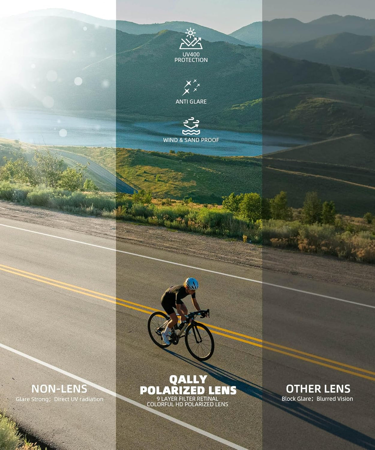 Polarized-Sunglasses-Men Sports Mens-Sunglasses: Sun-Glasses with UV400 Protection for Driving Golf Fishing Running