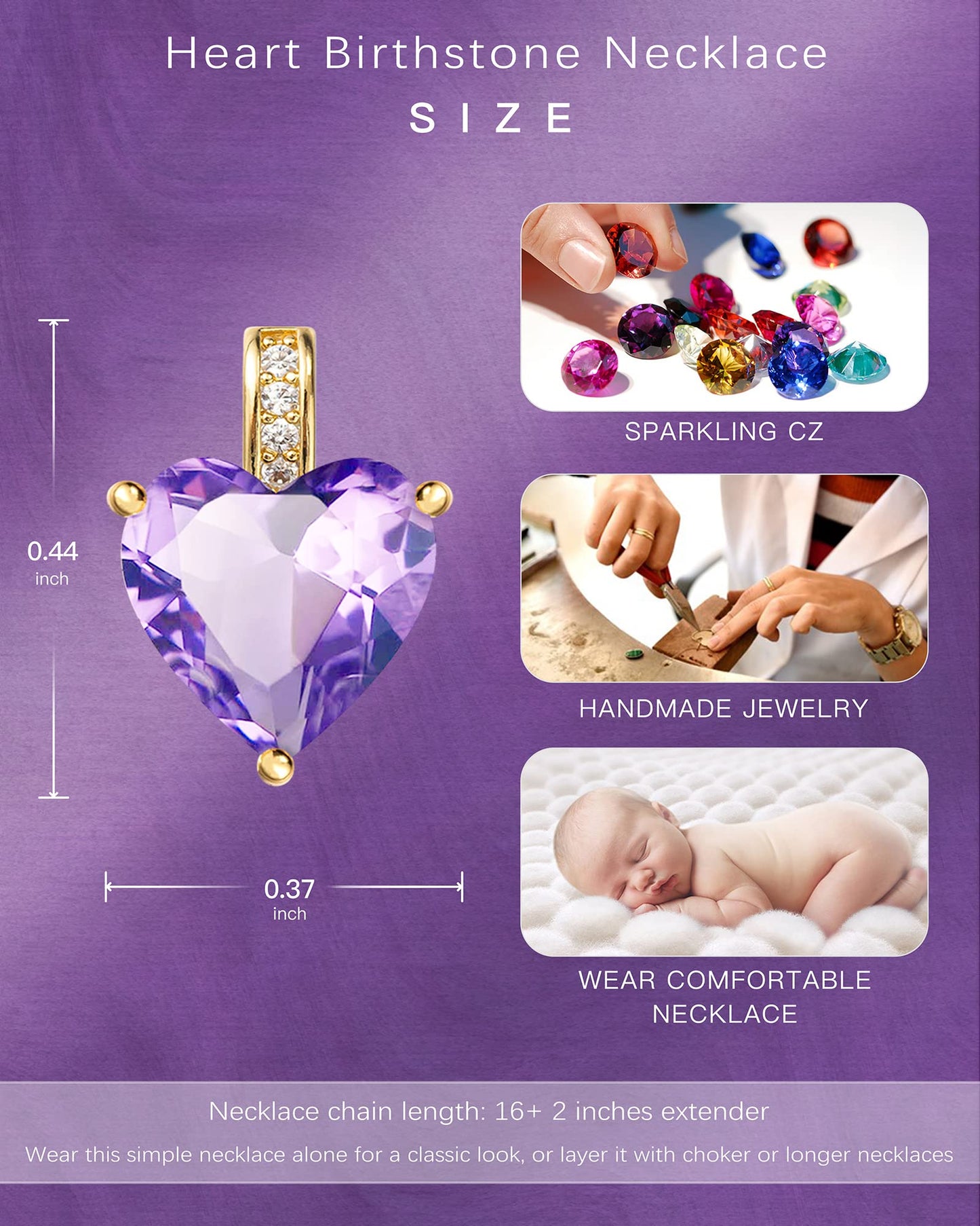 MIDDLUX June Birthstone Jewelry for women, Heart Necklace, June Birthday Gifts for Women, Love Necklace