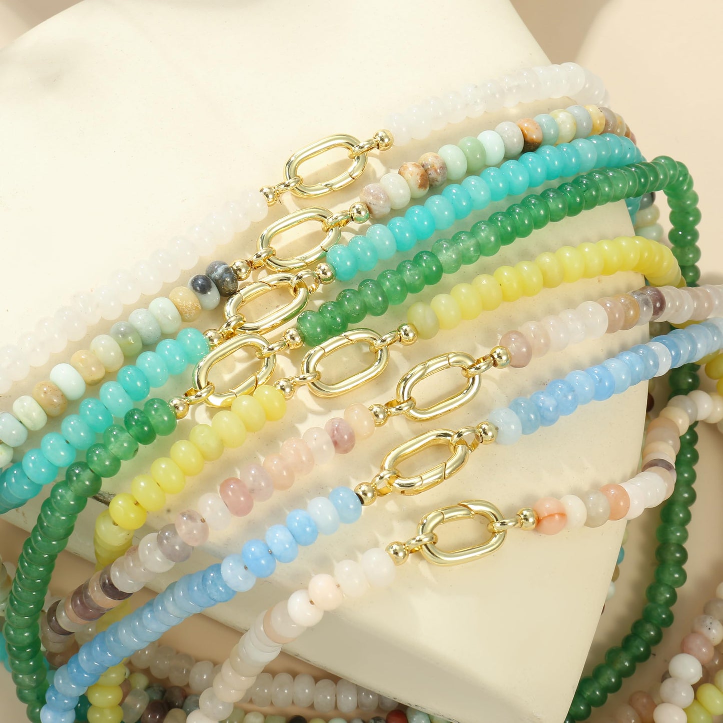 CONRAN KREMIX Teal Stone Beaded Necklace for Women,Natural Stone Bead Choker Necklaces Boho Summer Beach Necklace Gemstone Jewelry Gift for Women