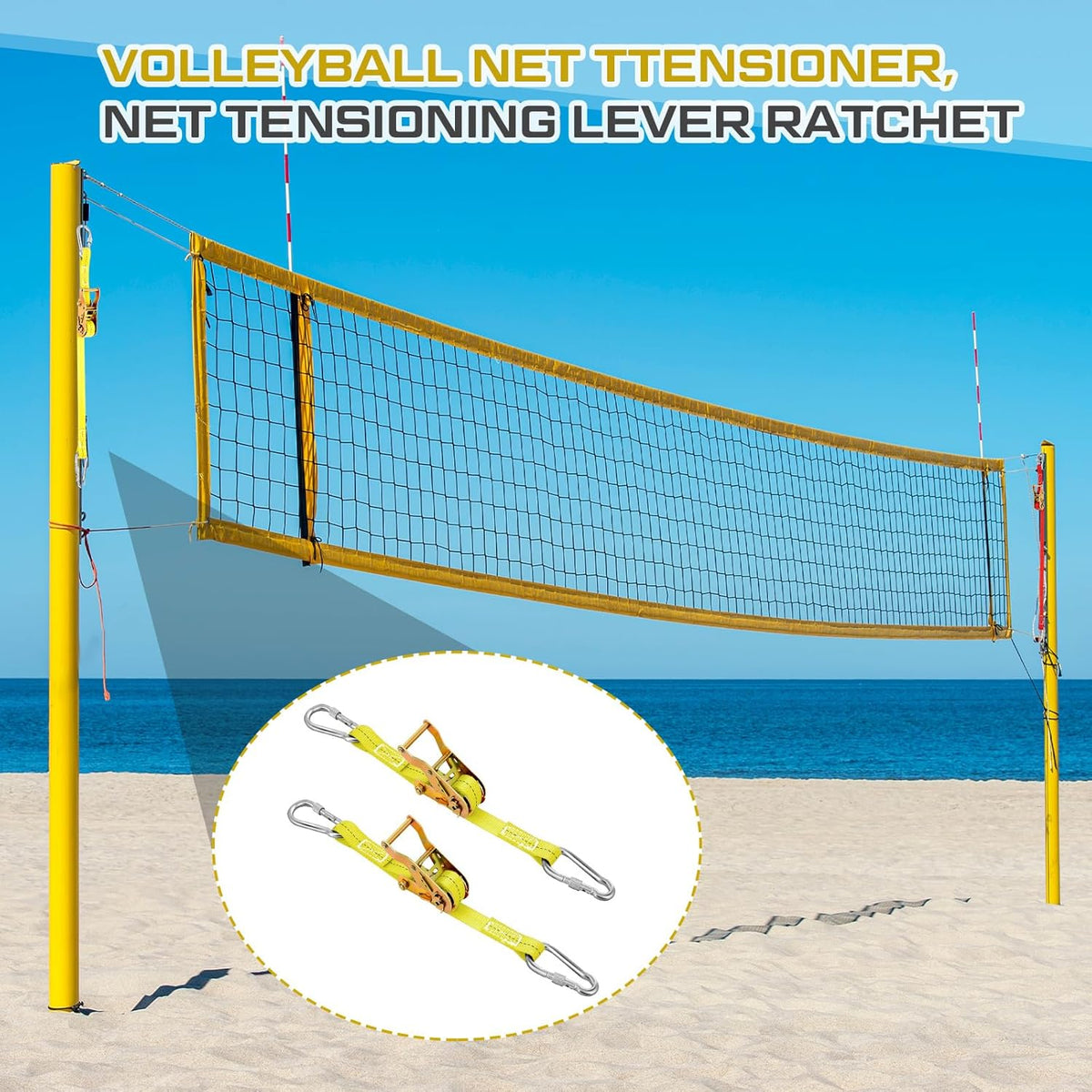 2 Pcs Volleyball Net Ratchet Strap Heavy Duty Net Tensioning Lever Ratchet Volleyball Poles Rope Tightener