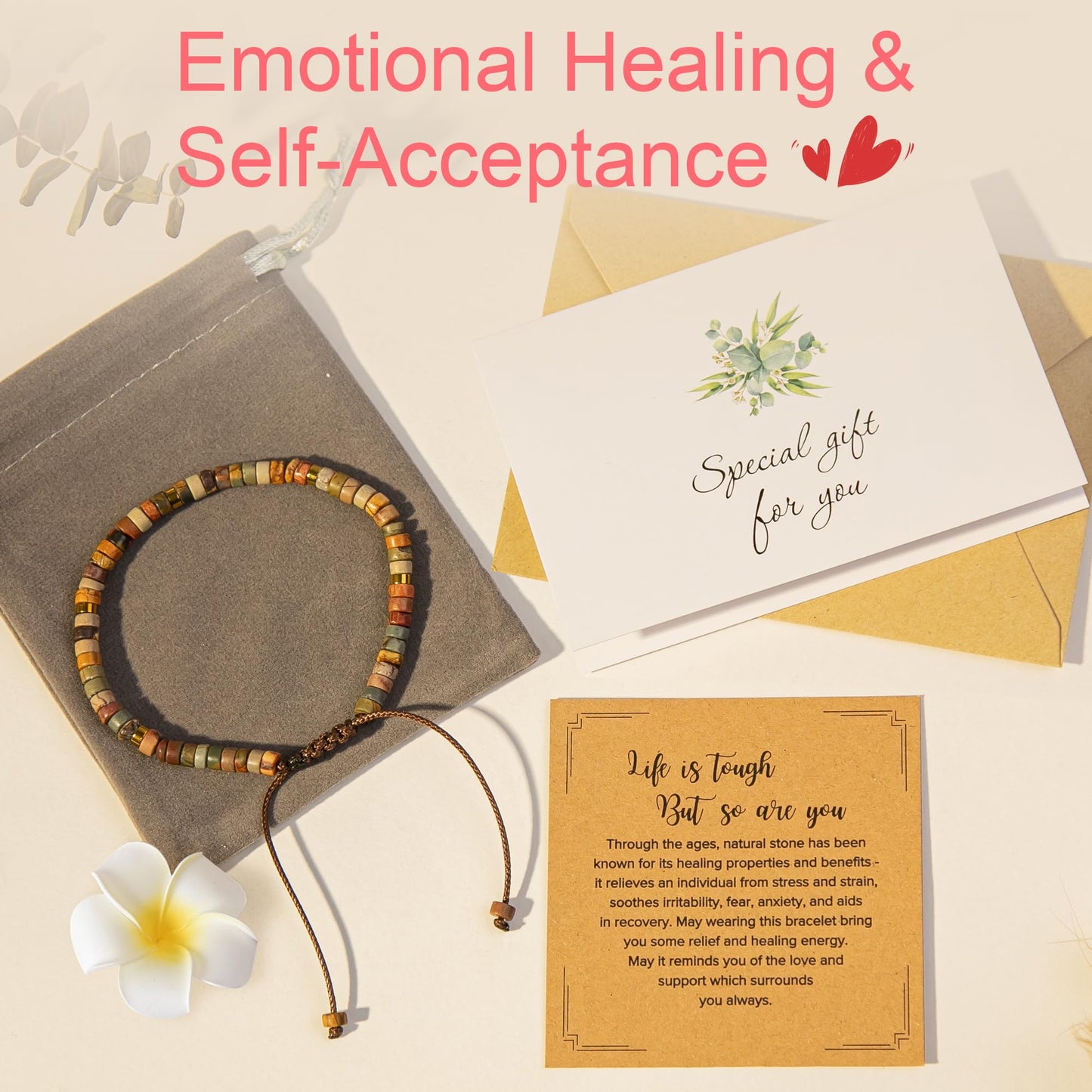 ZOKCC Inspirational Gifts for Women - Healing Natural Stone Bracelet - Encouragement Cheer Up Gifts for Coworker Friends Colleague Leaving Job