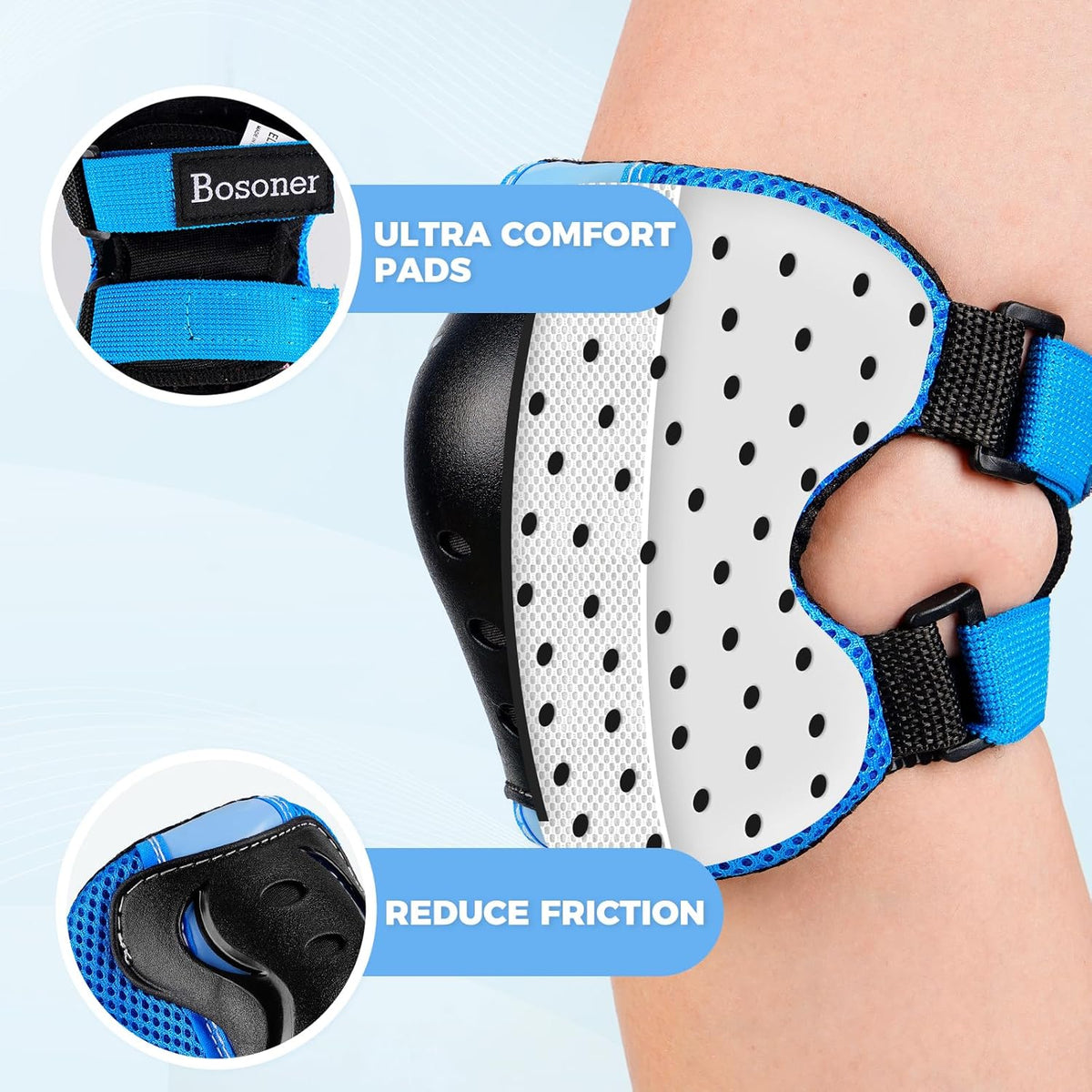 BOSONER Kids/Youth Knee Pad Elbow Pads Guards Protective Gear Set for Roller Skates Cycling BMX Bike Skateboard Inline Skatings Scooter Riding Sports
