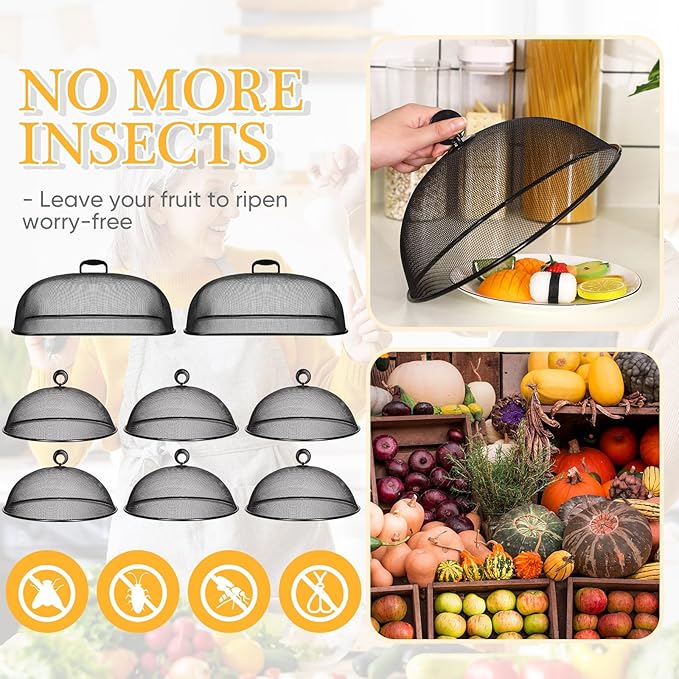 Hicarer Metal Mesh Screen Food Cover for Outdoors Set Including Extra Large 18.5 in Mesh Food Tents for Outdoor Pcs 11 in Large Dome Picnic Covers(Black)