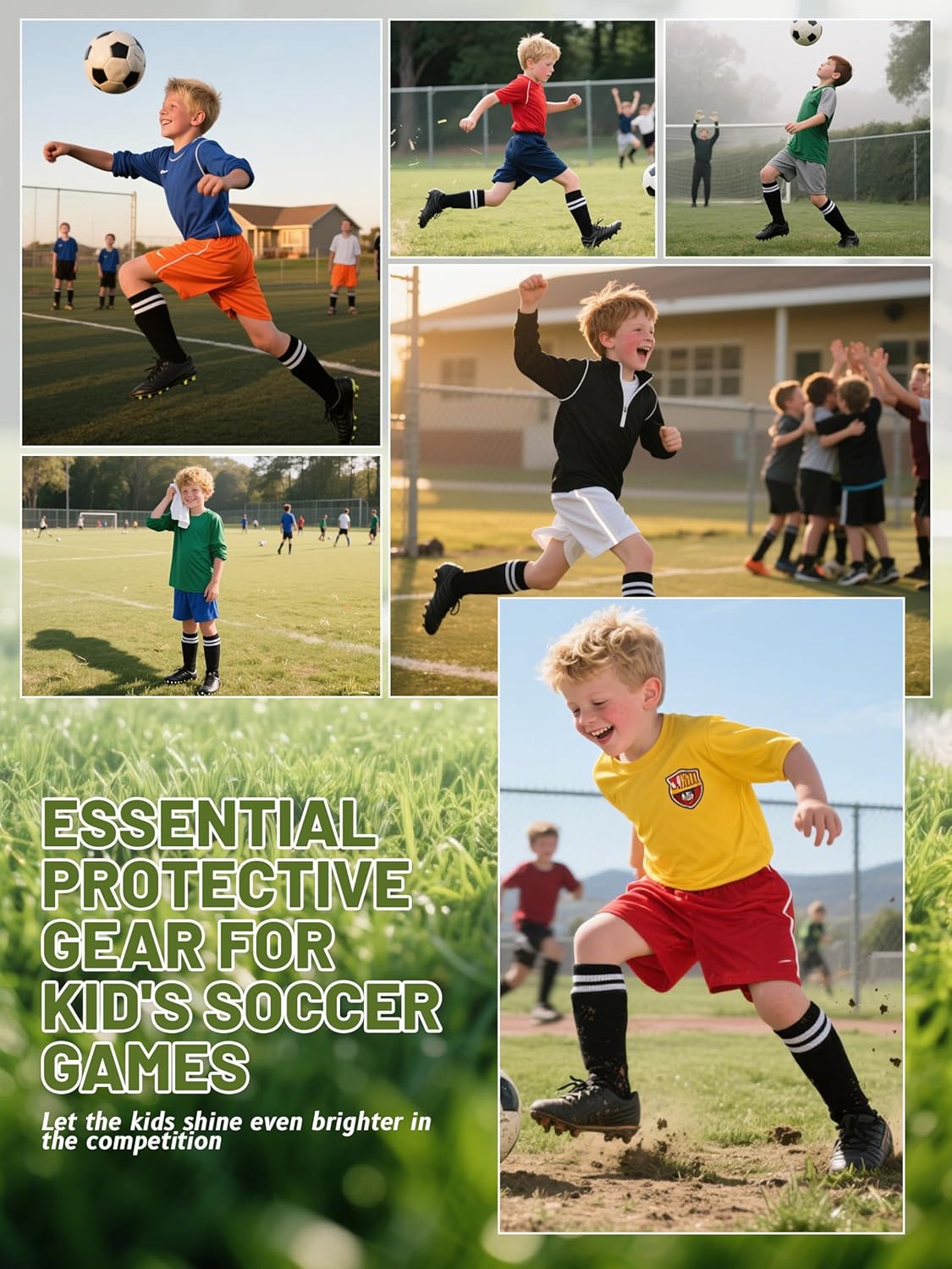 Kids Soccer Shin Guards, Youth Toddler Shin Pads with Sleeves and Soccer Socks for Age 3-16 Boys Girls Protective Lightweight Soccer Equipment