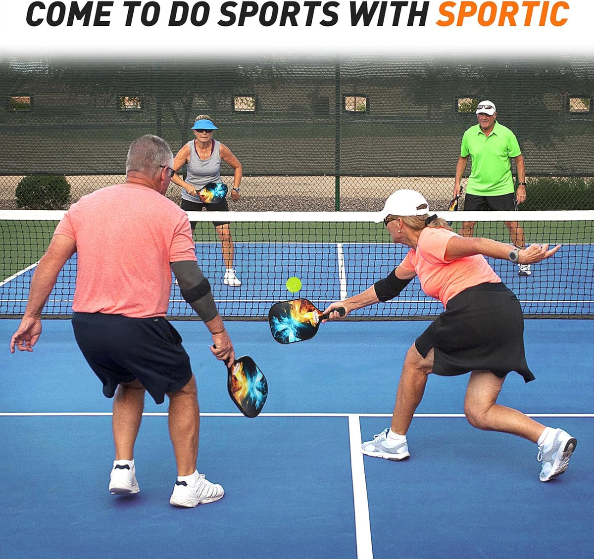 SPORTIC 22FT Pickleball Net Set – Regulation Size Portable Net with Carry Bag, Court Markers, Quick Setup Steel Frame for Driveway, Backyard, Indoor & Outdoor
