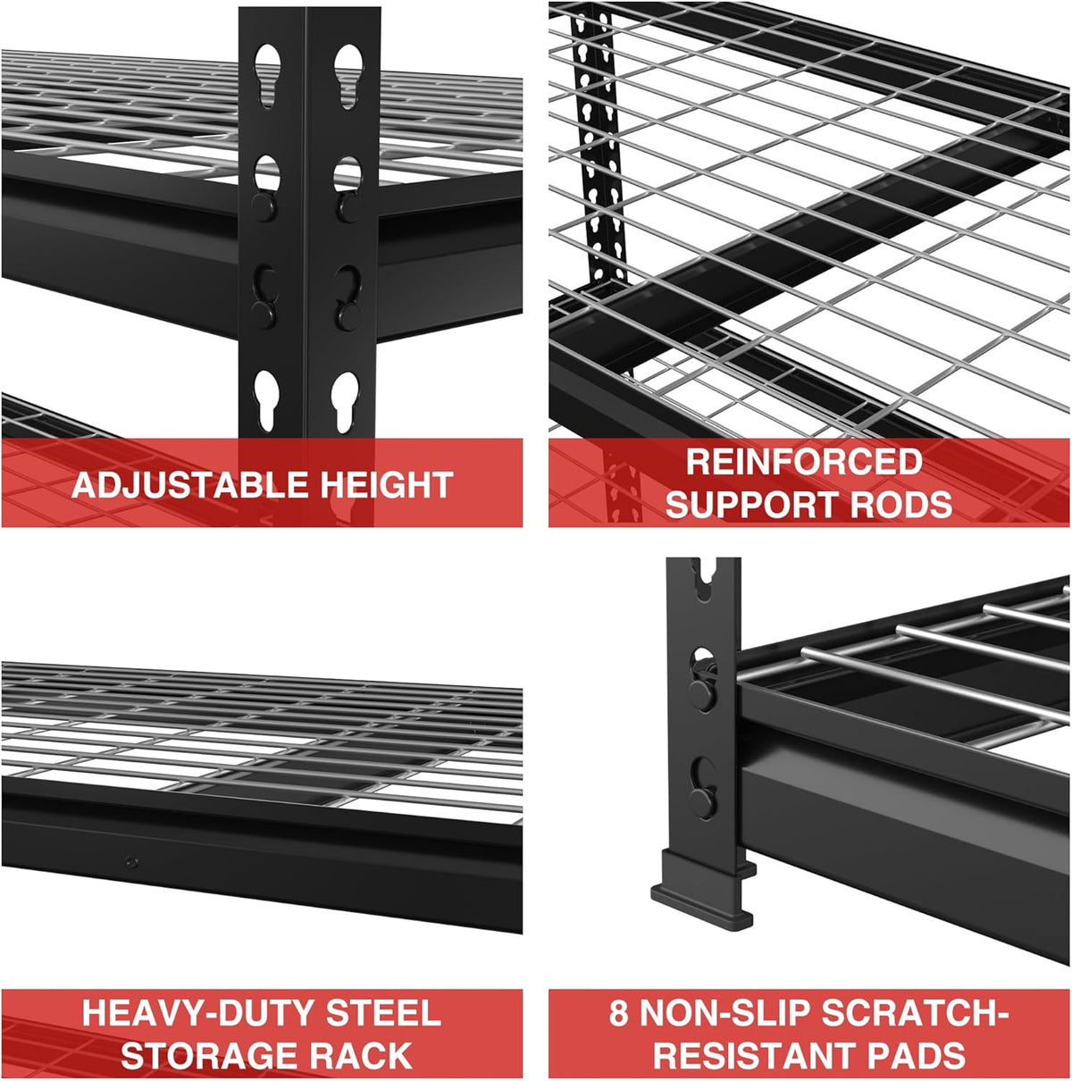 WORKPRO 4000LBS Heavy Duty Shelving, 48”W x 24”D x 72”H, 5-Tier Storage Shelves, Adjustable Metal Shelving, Garage Shelving for Basement, Warehouse, Workshop