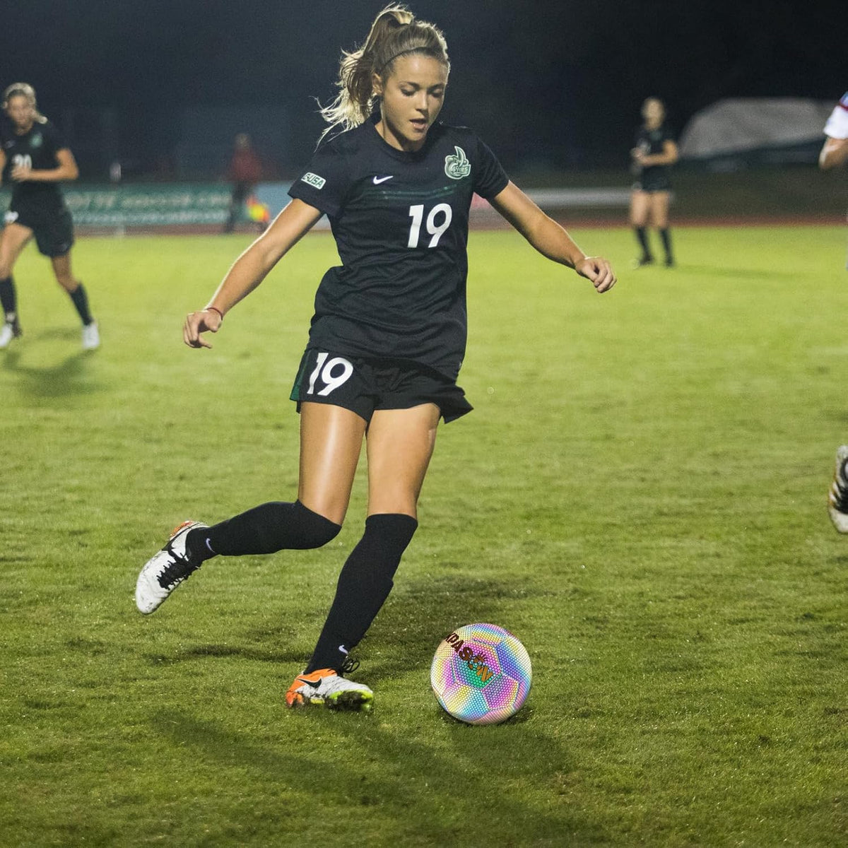 Soccer Ball, Holographic Reflective Glowing Soccer Ball for Men Women Training