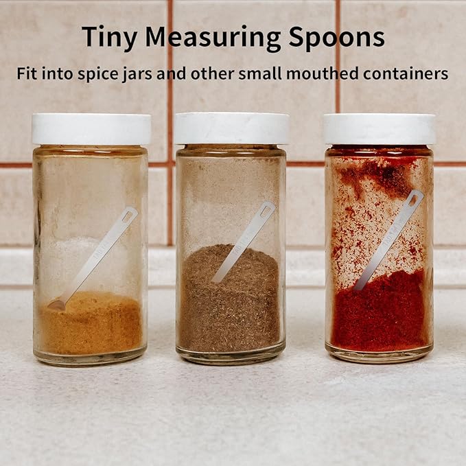 5PCS Small Measuring Spoons Set - Cuttte Stainless Steel Tiny Measuring Spoons for Cooking Baking, 1/4 1/8 1/16 1/32 1/64 tsp, Teaspoon Minispoon for Powders, Spices