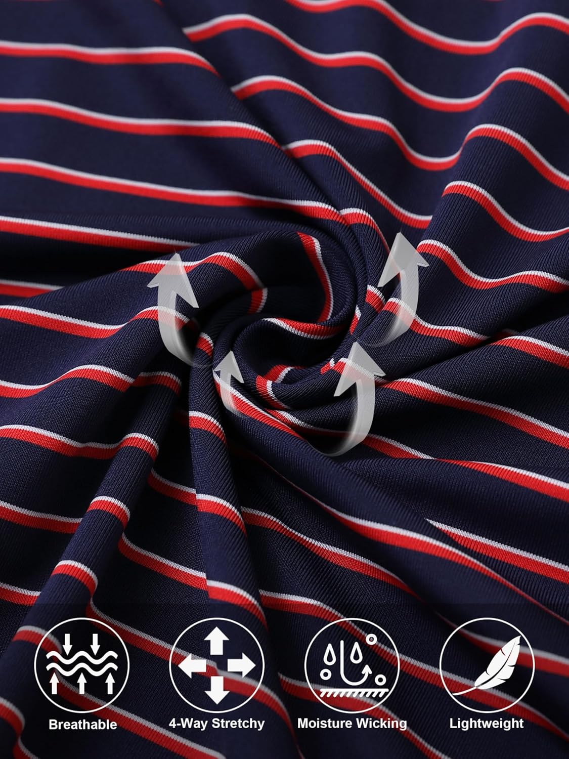 Rouen Mens Polo Shirts Short Sleeve Dry Fit Performance Moisture Wicking Causal Striped Polo Collared Golf Shirts for Men