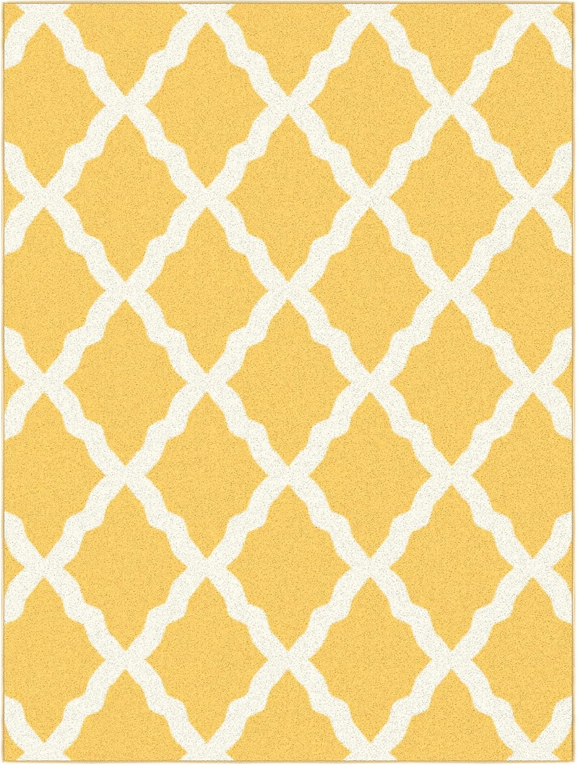 Ottomanson 5' x 6'6" Rugs for Living Room Trellis Area Rug for Bedroom - Non Slip Durable Large Floor Carpet for High Traffic Areas - Indoor Rug for Dining Room Kitchen Kids Playroom, Yellow