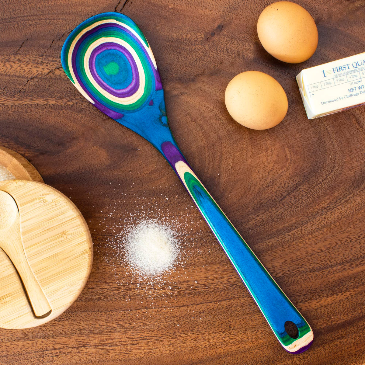 Totally Bamboo Baltique Mumbai Collection 12-1/2" Wooden Cooking Spoon, Safe for Nonstick