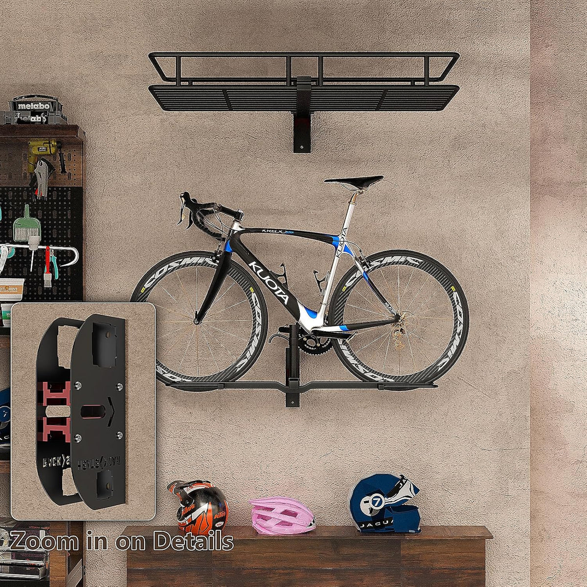Hitch Wall Mount Bike Rack,Trailer Hitch Wall Mount Receiver Adjustable 1.25" to 2" for Garage Organization,Heavy Duty Hitch Wall Mount Storage Rack Hold 90lbs,Wall Mounted Hitch for Bike Rack/Cargo Carrier