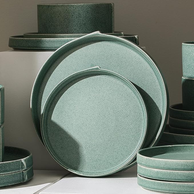Stone Lain Bao 4-Piece Dinner Plate Set Stoneware, Green