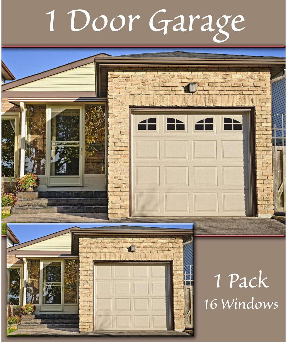Household Essentials 216 Magnetic Faux Garage Door Windows | 16 Pieces for Single Car Steel Garage Door | Black